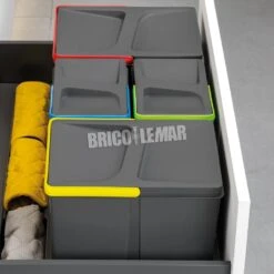2 Contenedores Para Cajón De Cocina 2x12L Altura 216mm Gris Antracita Emuca -Brico Lemar Comercio 2 contenedores para cajon de cocina 2x12l altura 216mm gris antracita emuca 5