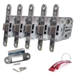 5 Cerraduras Picaporte Unificado Tesa 2004U 5R HN Niquelado Frente Redondo