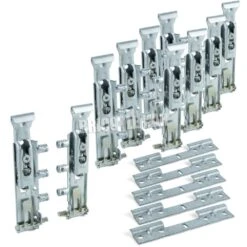 5 Juegos De Colgadores Ocultos Para Módulos Altos Con Pletina Carga 65Kg Acero Cincado Emuca