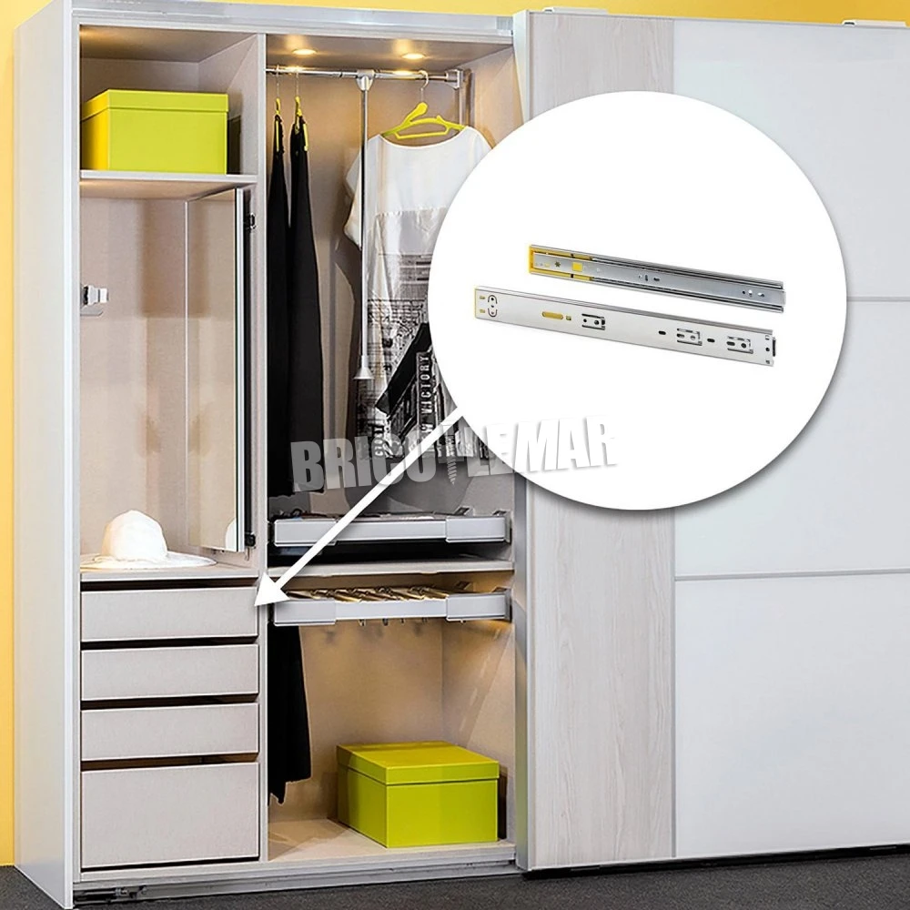 5 Juegos De Guías Para Cajones De Bolas 45x300mm Cierre Suave Emuca 4 5 Juegos De Guías Para Cajones De Bolas 45x300mm Cierre Suave Emuca - Imagen 2