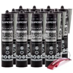 Adhesivo Fija+Plus Turbo Gris Caja De 12 Cartuchos De 290ml Quiadsa
