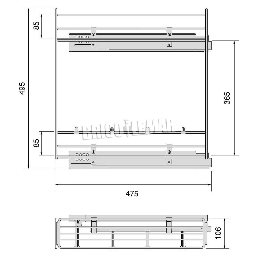 Botellero Extraíble Suprastar Con Cierre Suave Módulo 150 Acero Cromado Emuca 5 Botellero Extraíble Suprastar Con Cierre Suave Módulo 150 Acero Cromado Emuca - Imagen 3