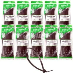 Brida Nylon Dentada 200x3.6 Marrón Lote De 10 Bolsas De 100 Unidades/bolsa Kabra