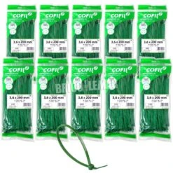 Brida Nylon Dentada 200x3.6 Verde Lote De 10 Bolsas De 100 Unidades/bolsa Kabra