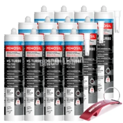 Caja 12 Unidades Penosil MS Turbo Negro Adhesivo Elástico Máxima Resistencia Cartucho 290ml