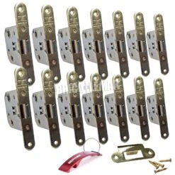 Caja De 14 Cerraduras De Picaporte Unificado TESA 2004 U 5R HL Latonado Frente Redondo