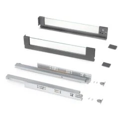 Cajón Exterior Vertex 40kg Con Lateral Vidrio 93mm Profundidad 450mm Gris - Emuca