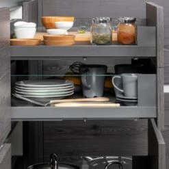 Cajón Exterior Vertex 40kg Con Lateral Vidrio 93mm Profundidad 450mm Gris - Emuca -Brico Lemar Comercio cajon exterior vertex 40kg con lateral vidrio 93mm profundidad 450mm gris emuca 4