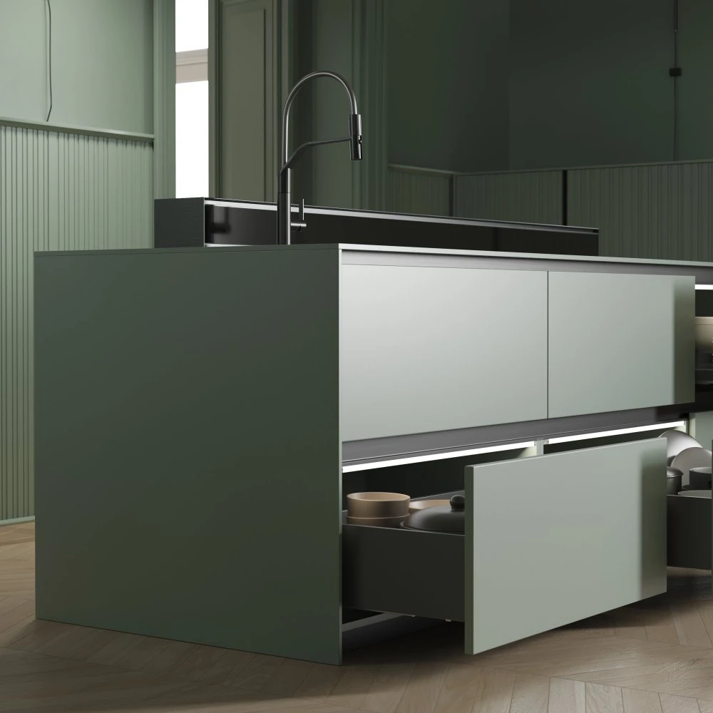 Cajón Exterior Vertex Con Regulación 3D De Altura 178mm, 60kg, Profundidad 500mm, Acero, Gris Antracita - Emuca 4 Cajón Exterior Vertex Con Regulación 3D De Altura 178mm, 60kg, Profundidad 500mm, Acero, Gris Antracita - Emuca - Imagen 2