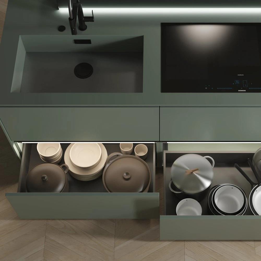 Cajón Exterior Vertex Con Regulación 3D De Altura 178mm, 60kg, Profundidad 500mm, Acero, Gris Antracita - Emuca 5 Cajón Exterior Vertex Con Regulación 3D De Altura 178mm, 60kg, Profundidad 500mm, Acero, Gris Antracita - Emuca - Imagen 3