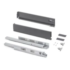 Cajón Exterior Vertex Con Regulación 3D De Altura 93mm, 40kg, Profundidad 300mm, Acero, Gris Antracita - Emuca