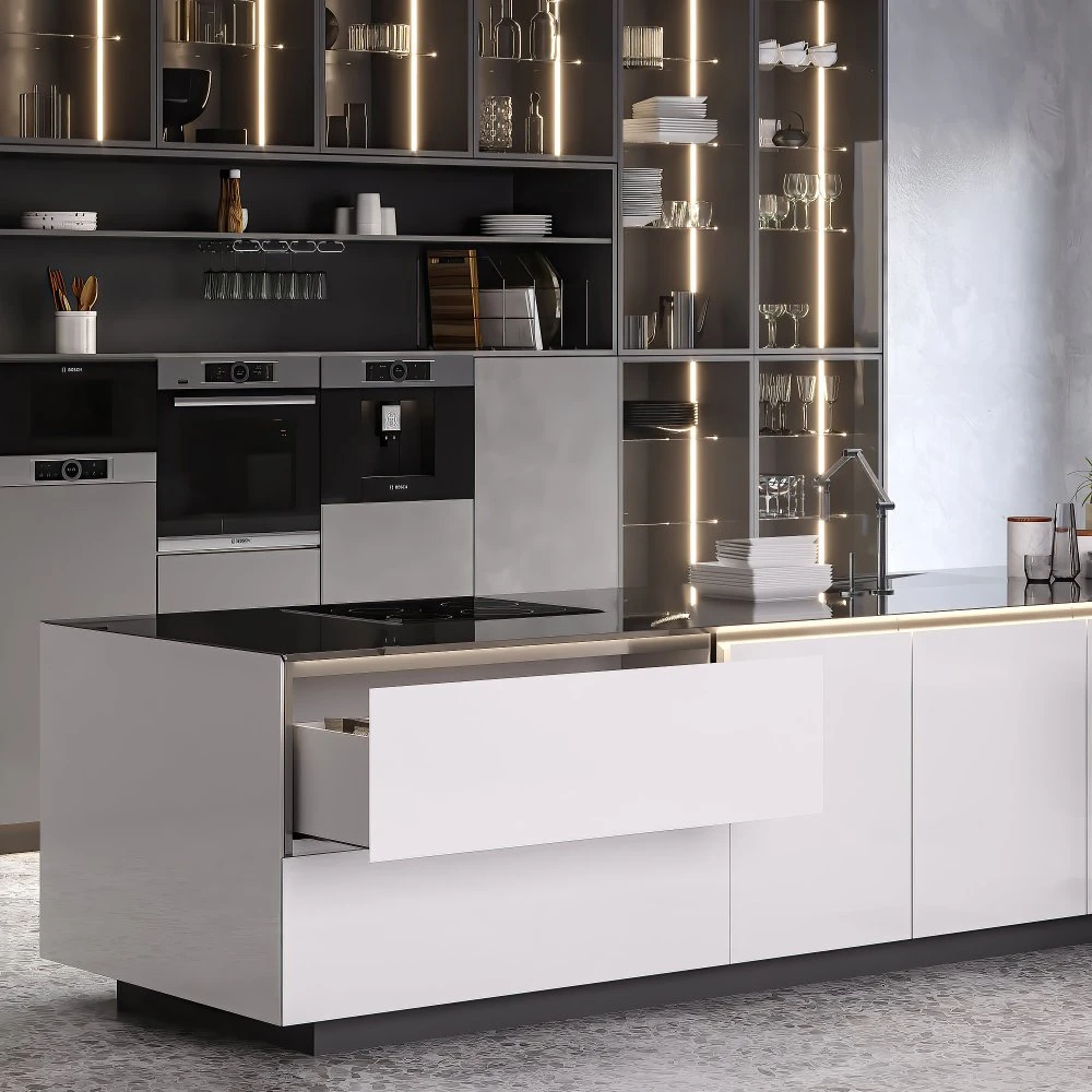 Cajón Exterior Vertex Con Regulación 3D De Altura 93mm, 40kg, Profundidad 350mm, Acero, Pintado Blanco - Emuca 5 Cajón Exterior Vertex Con Regulación 3D De Altura 93mm, 40kg, Profundidad 350mm, Acero, Pintado Blanco - Emuca - Imagen 3