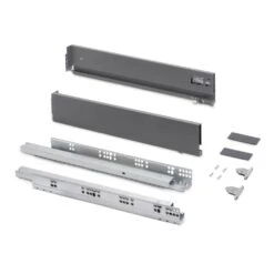 Cajón Exterior Vertex Con Regulación 3D De Altura 93mm, 60kg, Profundidad 500mm, Acero, Gris Antracita - Emuca