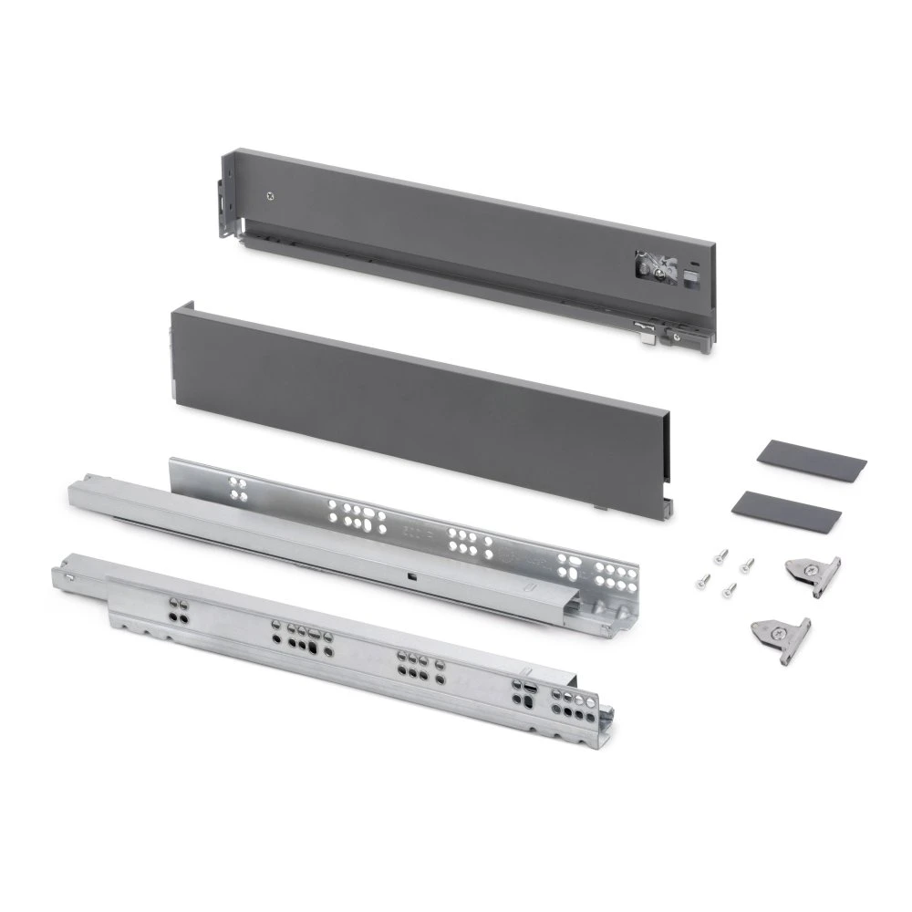 Cajón Exterior Vertex Con Regulación 3D De Altura 93mm, 60kg, Profundidad 500mm, Acero, Gris Antracita - Emuca 3 Cajón Exterior Vertex Con Regulación 3D De Altura 93mm, 60kg, Profundidad 500mm, Acero, Gris Antracita - Emuca