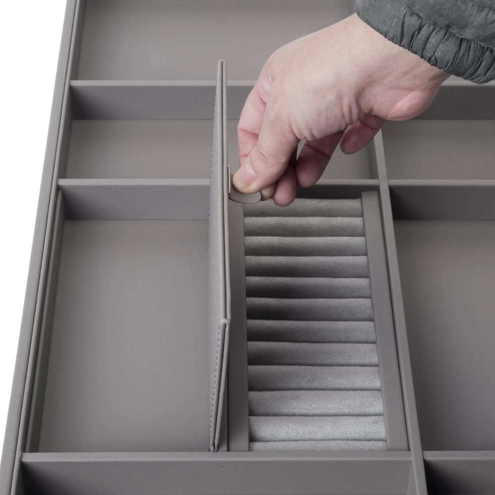 Cajón Organizador Para Armarios Quartz, 540mm (M70), Piel Ecológica Y Madera, Titanio - Emuca 7 Cajón Organizador Para Armarios Quartz, 540mm (M70), Piel Ecológica Y Madera, Titanio - Emuca - Imagen 5