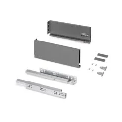 Cajón Protone 30kg Con Guías De Extracción Total Y Cierre Suave, 131mm, 350mm, Acero Gris Antracita - Emuca