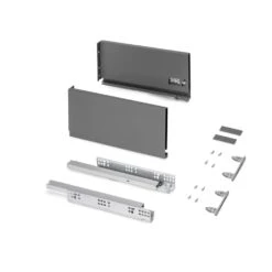 Cajón Protone 30kg Con Guías De Extracción Total Y Cierre Suave, 178mm, 350mm, Acero Gris Antracita - Emuca