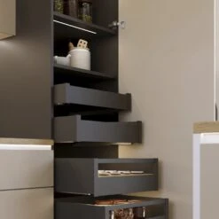 Cajón Protone 30kg Con Guías De Extracción Total Y Cierre Suave, 93mm, 400mm, Acero Gris Antracita - Emuca -Brico Lemar Comercio cajon protone 30kg con guias de extraccion total y cierre suave 93mm 400mm acero gris antracita emuca 1