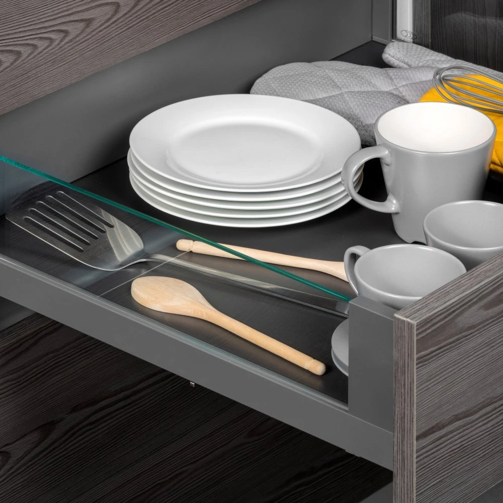 Cajón Vertex Lateral Vidrio Altura 131mm Profundidad 500mm Gris Antracita - Emuca 4 Cajón Vertex Lateral Vidrio Altura 131mm Profundidad 500mm Gris Antracita - Emuca - Imagen 2