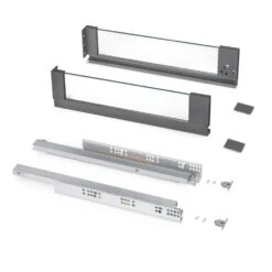 Cajón Vertex Lateral Vidrio Altura 131mm Profundidad 500mm Gris Antracita - Emuca