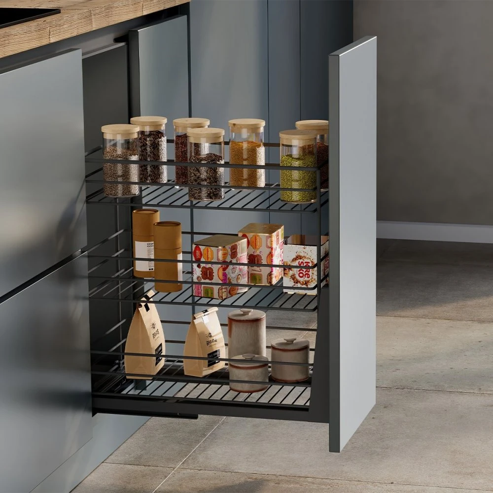 Carro Extraíble Titane De Fijación Inferior Con Cierre Suave, Módulo 300mm, Acero, Gris Antracita - Emuca 4 Carro Extraíble Titane De Fijación Inferior Con Cierre Suave, Módulo 300mm, Acero, Gris Antracita - Emuca - Imagen 2