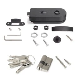 Cerradura Para Puerta De Cristal 8-12mm Con Marco De Madera Acero Negro Llave - Emuca