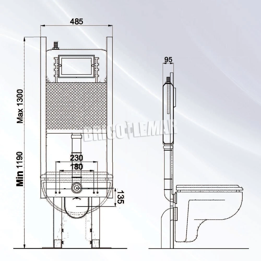 Cisterna Empotrada TecnoSmart 6L 119-130x48,5cm Kariba 4 Cisterna Empotrada TecnoSmart 6L 119-130x48,5cm Kariba - Imagen 2