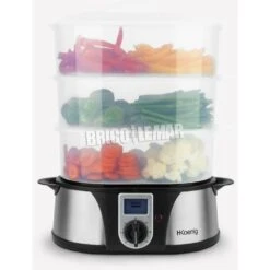 Cocedor Al Vapor Eléctrico 1000W 12L Con Recipientes Extraíbles HKoenig VAP12