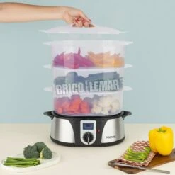 Cocedor Al Vapor Eléctrico 1000W 12L Con Recipientes Extraíbles HKoenig VAP12 -Brico Lemar Comercio cocedor al vapor electrico 1000w 12l con recipientes extraibles hkoenig vap12 3