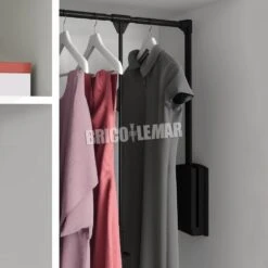 Colgador Abatible Para Armario Regulable 600-830mm Hasta 12kg Acero Pintado Negro Emuca -Brico Lemar Comercio colgador abatible para armario regulable 600 830mm hasta 12kg acero pintado negro emuca 1