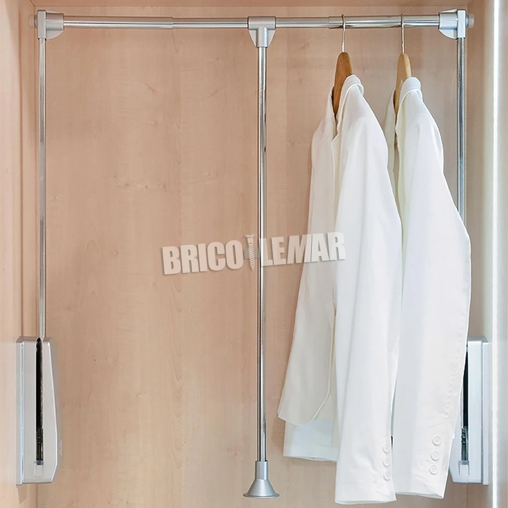 Colgador Abatible Para Armario Regulable 830-1150mm Acero Cromado Emuca 4 Colgador Abatible Para Armario Regulable 830-1150mm Acero Cromado Emuca - Imagen 2