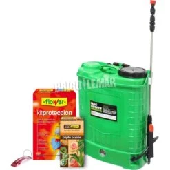 Combo Insecticida Triple Acción Para Plantas Ecológico 100ml Flower + Pulverizador A Batería 16L 12V + Kit De Protección