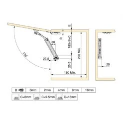 Compás Para Puertas Elevables Altius One, Rango De Fuerza 940-1710, Acero, Niquelado - Emuca -Brico Lemar Comercio compas para puertas elevables altius one rango de fuerza 940 1710 acero niquelado emuca 2