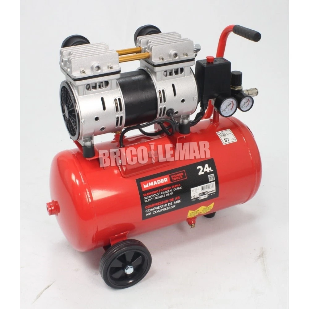 Compresor De Aire Silencioso Cabezal Doble 2HP 24L Mader Power Tools 4 Compresor De Aire Silencioso Cabezal Doble 2HP 24L Mader Power Tools - Imagen 2