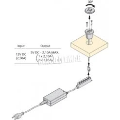 Conector Redondo Para Encastrar En El Mueble 2 Entradas USB Ø37mm Plástico Gris Metalizado Emuca -Brico Lemar Comercio conector redondo para encastrar en el mueble 2 entradas usb 37mm plastico gris metalizado emuca 3