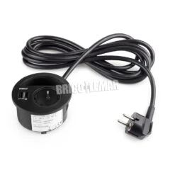 Conector Y Pasacables Circle 80 Con Puertos USB Plástico Pintado Negro Emuca