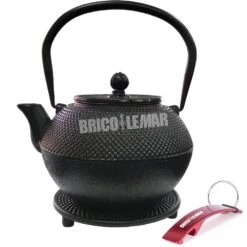 Conjunto De Tetera Hierro Fundido Negra 1,20lt Y Reposateteras Plano Ibili