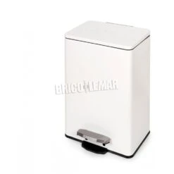 Contenedor De Basura Recycle Rectangular Con Apertura Pedal Aluminio Pintado Blanco 20L Emuca