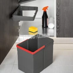 Contenedor De Reciclaje 15L Fijación Puerta Apertura De Muebles Gris Antracita Emuca -Brico Lemar Comercio contenedor de reciclaje 15l fijacion puerta apertura de muebles gris antracita emuca 2