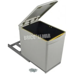 Contenedor De Reciclaje 16L Para Módulo De Cocina Fijación Inferior Tapa Automática Gris Emuca