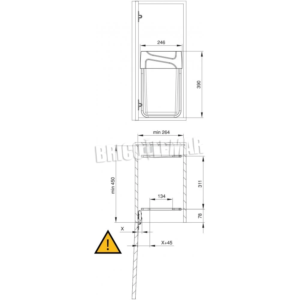Contenedor De Reciclaje De 20L Para Cocina Fijación Inferior Extracción Manual Acero Y Plástico Gris Antracita Emuca 6 Contenedor De Reciclaje De 20L Para Cocina Fijación Inferior Extracción Manual Acero Y Plástico Gris Antracita Emuca - Imagen 4