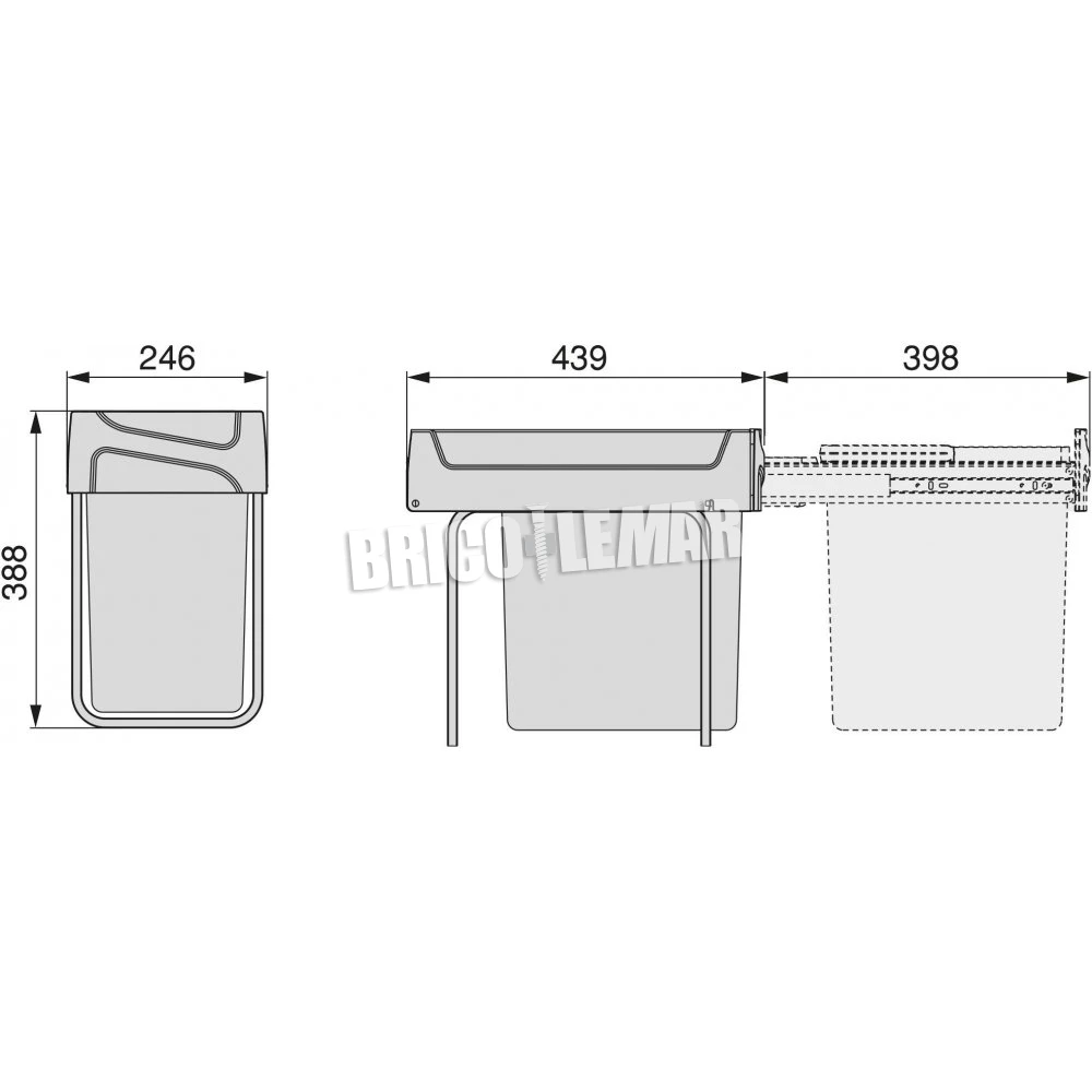 Contenedor De Reciclaje De 20L Para Cocina Fijación Inferior Extracción Manual Acero Y Plástico Gris Antracita Emuca 7 Contenedor De Reciclaje De 20L Para Cocina Fijación Inferior Extracción Manual Acero Y Plástico Gris Antracita Emuca - Imagen 5