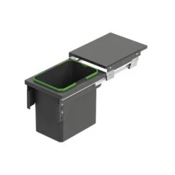 Contenedor De Reciclaje Para Fijación Lateral En Mueble De Cocina Recycle 1x35litros, Acero, Plástico Gris Antracita - Emuca -Brico Lemar Comercio contenedor de reciclaje para fijacion lateral en mueble de cocina recycle 1x35litros acero plastico gris antracita emuca 6