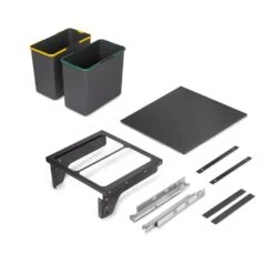 Contenedor De Reciclaje Para Fijación Lateral En Mueble De Cocina Recycle 2x24litros, Acero, Plástico Gris Antracita - Emuca