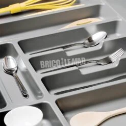 Cubertero Para Cajón De Cocina Universal Módulo 600mm Plástico Gris Emuca -Brico Lemar Comercio cubertero para cajon de cocina universal modulo 600mm plastico gris emuca 3