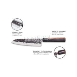 Cuchillo Santoku 18cm Serie Osaka Acero Inoxidable Mango Madera Granadillo Forjado 3 Claveles -Brico Lemar Comercio cuchillo santoku 18cm serie osaka acero inoxidable mango madera granadillo forjado 3 claveles 1