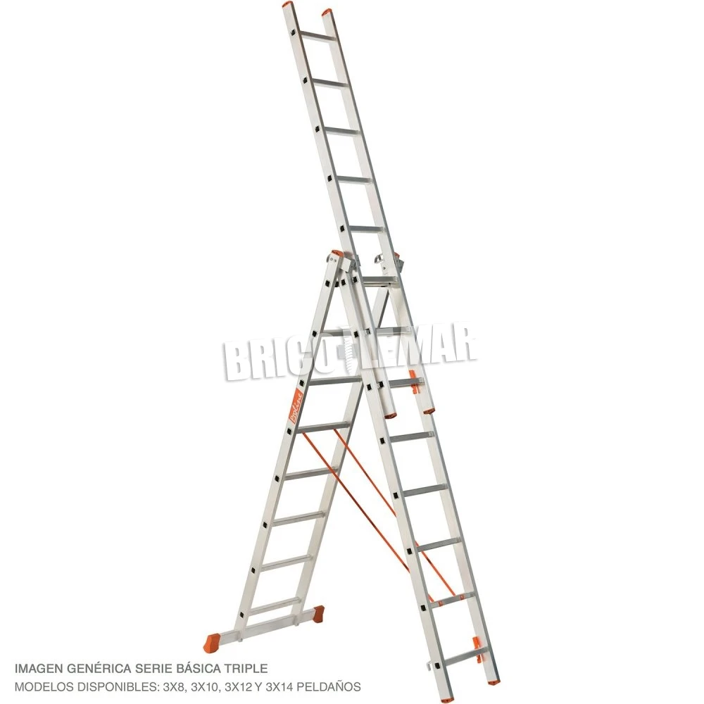Escalera De Aluminio Básica Triple Proline 12+12+12 Peldaños Plabell 3 Escalera De Aluminio Básica Triple Proline 12+12+12 Peldaños Plabell