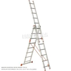 Escalera De Aluminio Básica Triple Proline 14+14+14 Peldaños Plabell