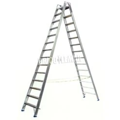 Escalera De Doble Subida Con Plataforma PA 14+14 Peldaños Plabell