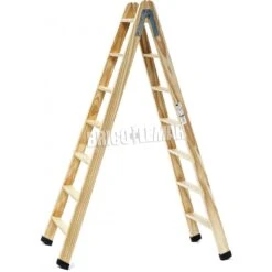 Escalera De Madera De Pintor Profesional En Tijera 7+7 Peldaños Plabell